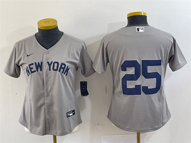 Youth New York Yankees #25 Gleyber Torres Gray Stitched Baseball Jersey